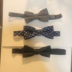 Elegant Men's Bow Tie Set - Gray, Navy Polka Dot, Black